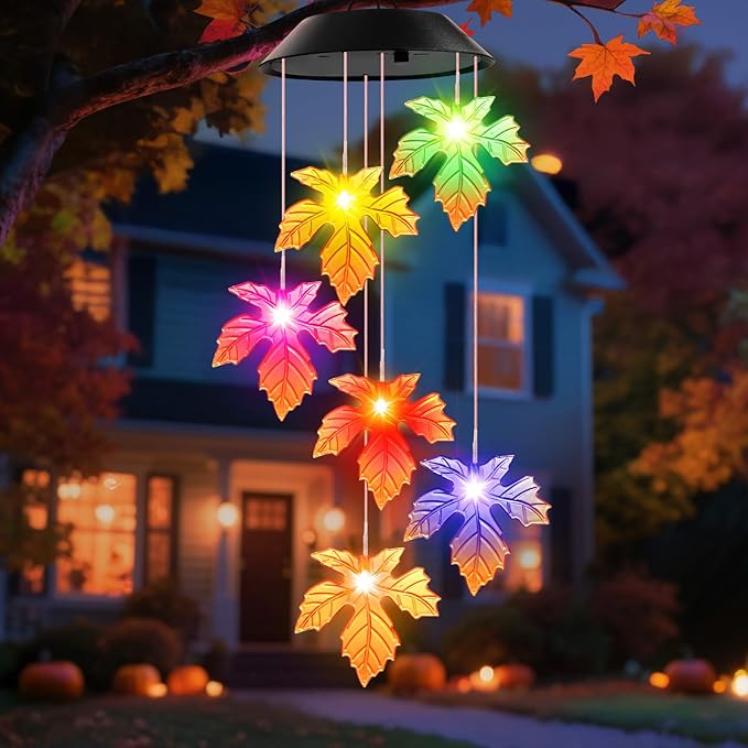Winzwon Fall Decor Thanksgiving Decorations Solar Lights Wind Chimes | Hanging by Winzwon