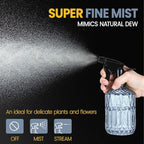 Glass Plant Mister Spray Bottle, 13.5 oz Refillable Plant Misters for Inside, Pretty Glass Spray Bottles for Cleaning, Hair, Cat, Succulent, Houseplant with Adjustable Mist Nozzle (Blue)