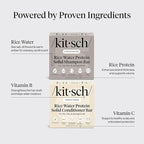Kitsch Rice Water Protein Solid Shampoo and Conditioner Set for Hair Growth – Strengthening Hair Care Duo w/Rice Protein & Vitamins for Damage Repair – Paraben, Sulfate & Silicone Free, Made in USA