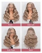 Alididi Ash Blonde Wig Human Hair 180% Density Milk Tea Ash Blonde Wig 13x6 Body Wave Hd Thin Lace Front Wigs Human Hair Full And Thicker Pre Plucked Pre Cut Natural Hairline With Baby Hair 28 inch