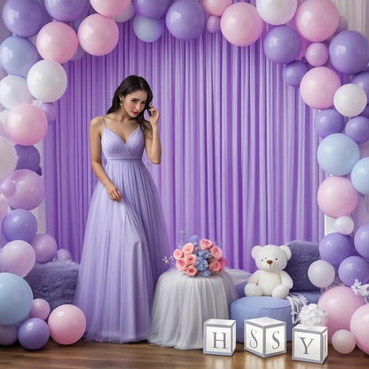 Asee'm Lavender Purple Backdrop Curtains Drapes - Image 5