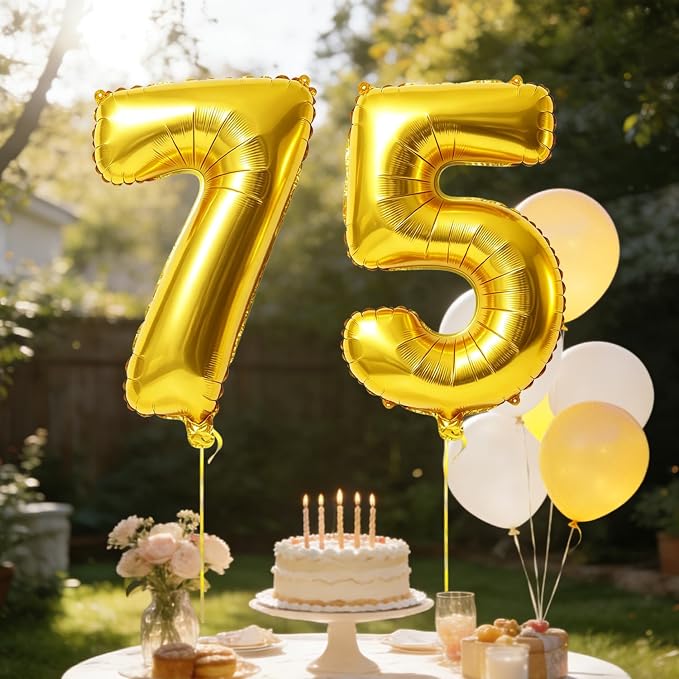 40 Inch Number 75 Balloons for 75th Birthday Party Decorations, 0-100 Gold - Image 3