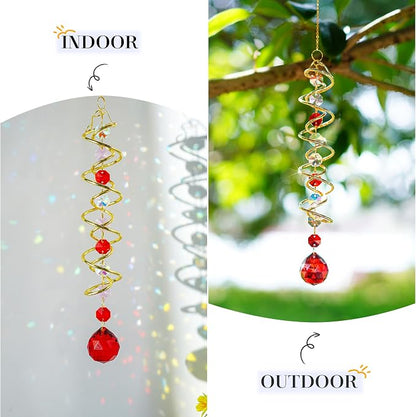 20.5in Crystal Gazing Ball Wind Spinner Suncatcher Garden Decor | Crystal - Image 4