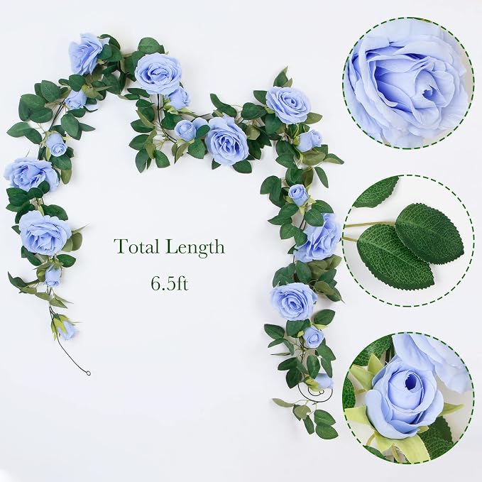 TELDRASSIL 4Pcs Artificial Rose Vine Fake Flower Garland Fake Silk Rose Hanging - Image 2
