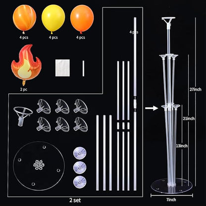 Fire Party Balloon, 2 Sets Fire Balloon Stand Kit on Table Decoration | 2 Fire - Image 3
