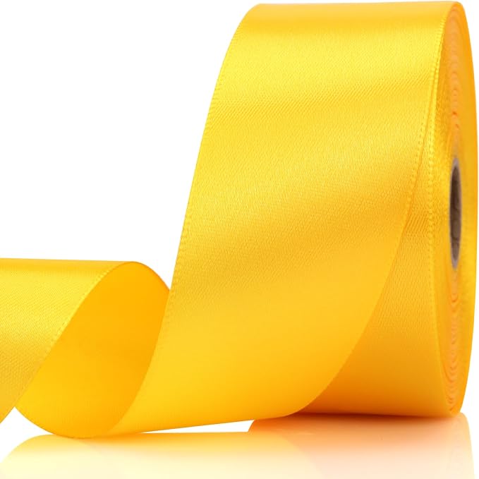1-1/2 Inch 30 Yards Yellow Solid Satin Ribbon by Unknown