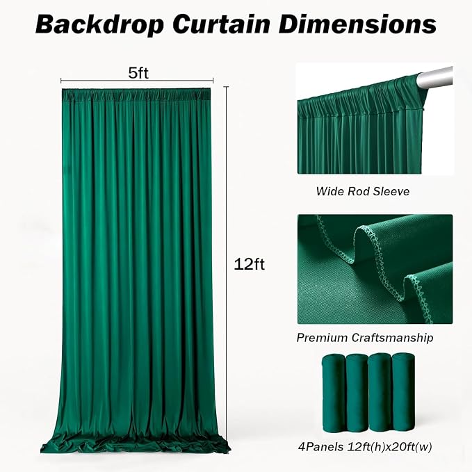 20x12 ft Forest Green Backdrop Curtains - Image 6