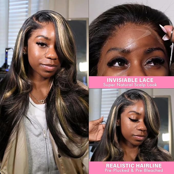 WOWANGEL 13x6 HD Lace Front Wigs Human Hair Body Wave Pre Plucked SKINLIKE 0.1mm Extremely Thin Real HD Lace Front Wigs 180% Density Glueless Human Hair Wigs for Women 22 Inch