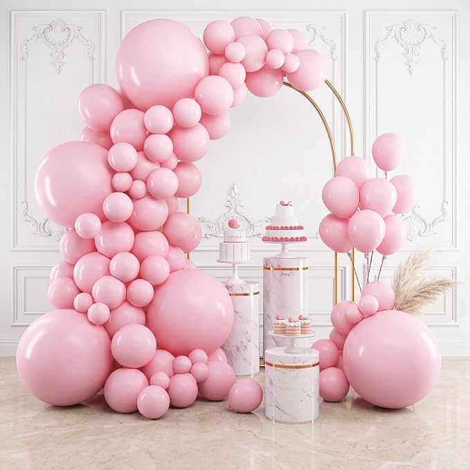 RUBFAC Pastel Pink Balloons Different Sizes Light Pink Balloon Arch 154pcs | by RUBFAC
