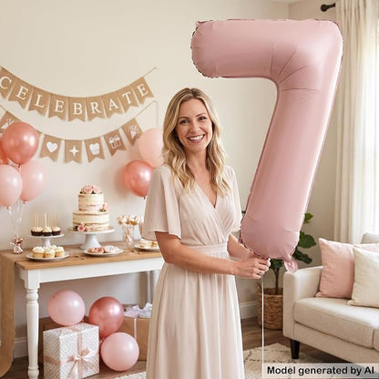 40 Inch Light Pink Foil Number 7 Balloon - Image 4