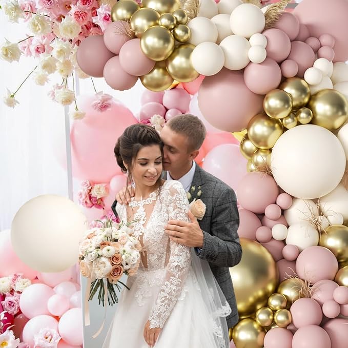 MEBAY Pink White Gold Balloons Arch Kit - Image 7