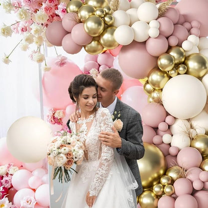 MEBAY Pink White Gold Balloons Arch Kit - Image 7