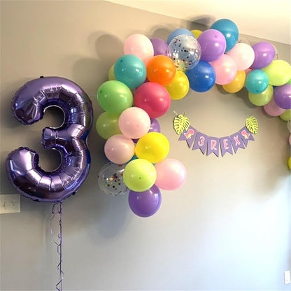 Purple Number 30 Balloons, 40 Inch Purple Mylar Foil Number 3 & 0 Balloons - Image 6