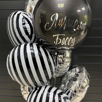Jobkoo Black and White Striped Balloons 18 Inch Striped Mylar Foil Balloons - Image 5