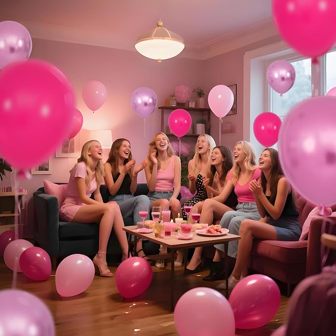 100Pcs Pink Balloons 12Inch Hot Pink Metallic Pink Balloon Light Pink Balloon - Image 4