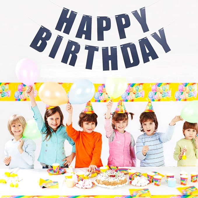 MEETINGU Happy Birthday Banner, Dark Blue Happy Birthday Bunting Banner - Image 4