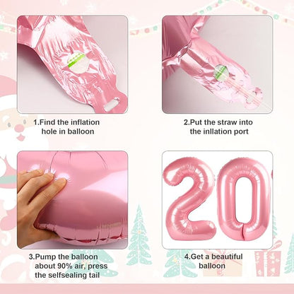 2026 Balloon Numbers Party Decorations, 40In Pearl Pink Balloons | Eye-catching - Image 6
