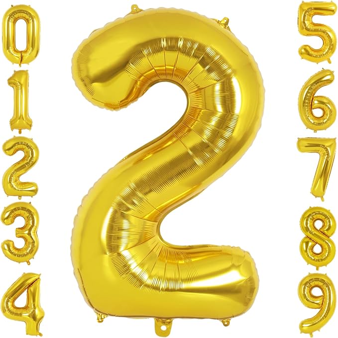 40 Inch Gold Number 2 Foil Balloon by TNCDJKPA