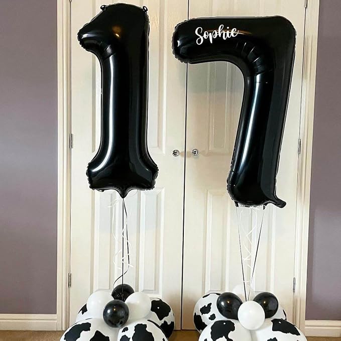 40 Inch Black 17 Number Balloons Giant 17 Balloons Black Birthday Balloons 17th - Image 3