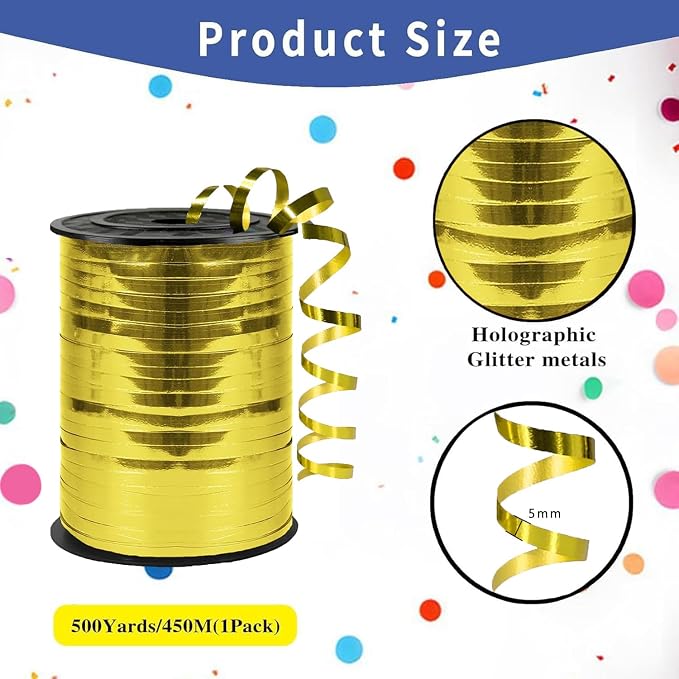 500 Yard Premium Gold Curling Ribbon, Curling Ribbon - Image 2