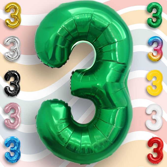 Green Number Balloon 3 Mylar Foil Balloons 16 inch - Image 5