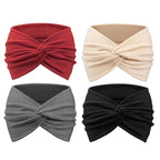 DRESHOW 4 Pack Turban Headbands for Women Wide Vintage Head Wraps Knotted Cute Hair Band Accessories