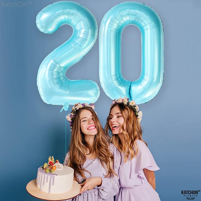KatchOn Light Blue 0 Balloon Number 40 Inch | 0 Foil Balloon, Light Blue Zero - Image 2