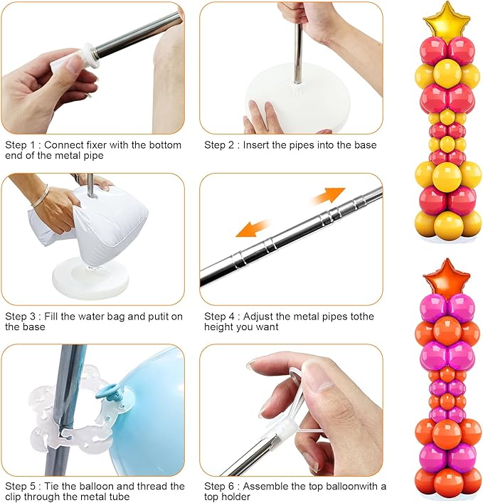 Balloon Column Stand Set of 2, 6.6ft Balloon Arch Stand Adjustable Balloon - Image 3