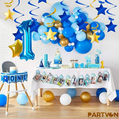 Blue Gold Hanging Swirl Decorations - Image 4
