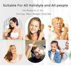 Sofmild Bamboo Wooden Paddle Hair Brush Comb Set, Hairbrushes for Women Men Kid Detangling Hair Massaging Scalp with Round Tip Bristles for All Hairstyles (Pink Wooden)