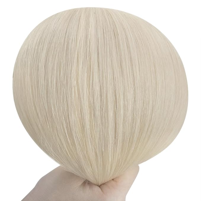YoungSee Clip in Hair Extensions Real Human Hair Blonde Hair Extensions Clip ins Platinum Blonde Full Head Real Human Hair Extension Clip ins for Women 7Pcs 120G 16Inch