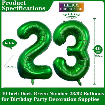Dark Green 23 Number Balloons, 40 Inch Giant Number 23 Balloons Foil Mylar - Image 2