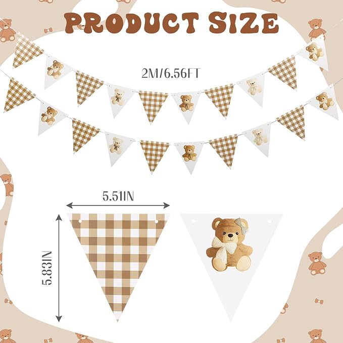 2 Pcs Neutral We Can Bearly Wait Banner 6.56 ft Bear Theme Baby Shower - Image 2