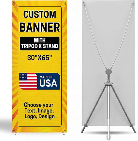 DC Custom X Banner Stand business banners and signs customize made in USA | by DreamController