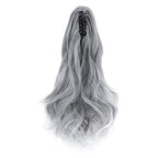 Claw Clip Ponytail Extension 18" Clip in Wavy Ponytail Hair Extensions Long Pony Tails for Women Extensions Black to White Wave Hairpiece