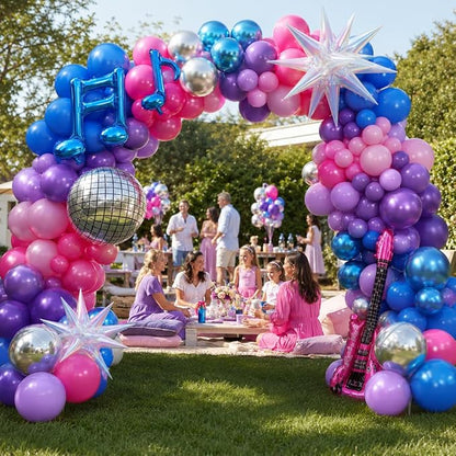 Kpop Music Balloon Garland Arch Kit, Pastel Hot Pink Metallic Blue Purple - Image 5