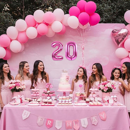 TONIFUL Number Balloon 16 Inch 10 Pcs Hot Pink 0-9 Birthday Number Balloons | - Image 3