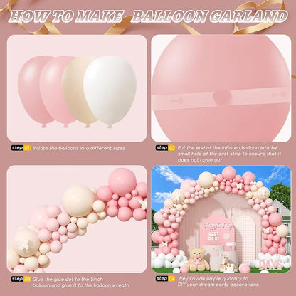 412Pcs Pink Balloon Arch Garland Kit, 18 12 10 5 Inch Pink White Balloon Arch - Image 3