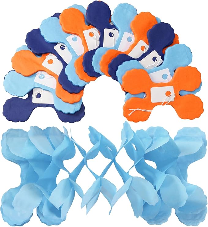 Navy-Dusty Blue Orange Birthday Party-Decorations - Image 2