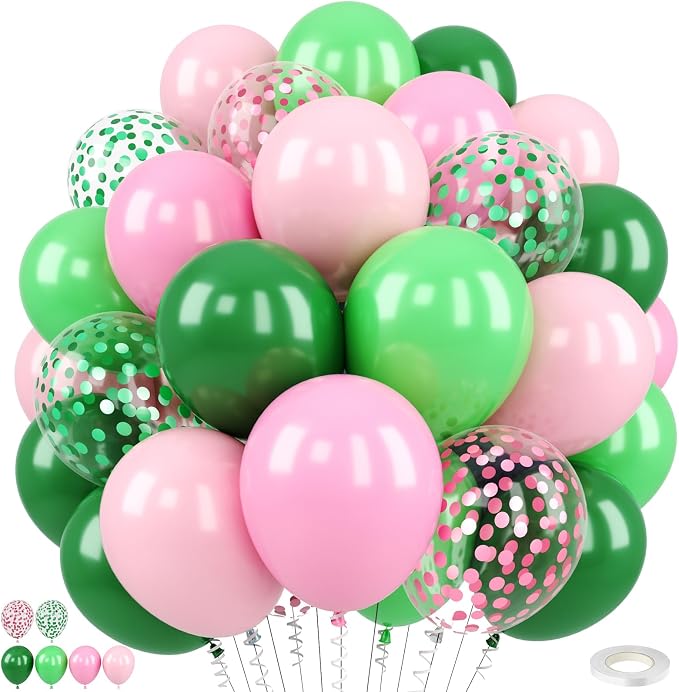 Pink and Green Balloons, for Girls Birthday Baby Shower Wedding Spring and by FEYG