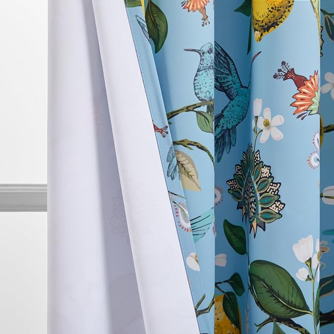 Topfinel Blue Patterned Curtains 2 Pages 96 Inches Long Blackout Heat Block - Image 9