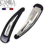Camila Paris AD90/2 French Hair Barrettes Clips, Snap Hair Slides Clic Clac for Women, Styling Girls Side Slide-in Metal Snap Pin Hair Accessories for Women. Strong Hold, No Slip Grip, Made in France