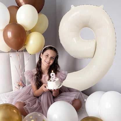 Cream Number 9 Balloon 40 Inch Beige Nude Number 9 Balloon - Image 2