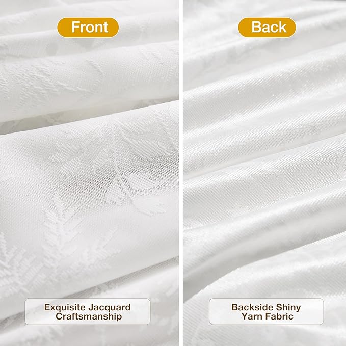 Anmao White Semi Sheer Light Filtering Curtains 96 Inches Long 2 Panels - Image 3