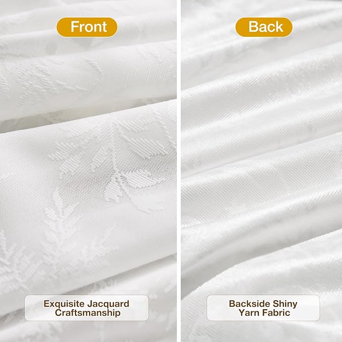 Anmao White Semi Sheer Light Filtering Short Curtains 45 Inches Long 2 Panels - Image 3