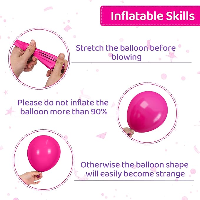 Pink Purple Blue Balloon Set, 12inch Hot Pink Yellow Purple Teal Gold Metallic - Image 3