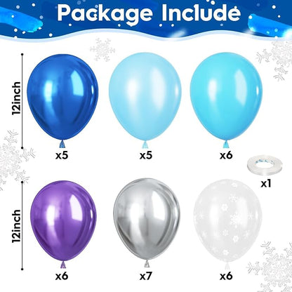 Snowflake Balloons, Pastel Blue Metallic Purple Silver Balloon - Image 2