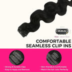 Lashey Clip in Hair Extensions Real Human Hair 150g Body Wave 9pcs Seamless Clip in Hair Extensions, 22 Inch #1B Natural Black 100% Real Soft Human Hair for Women