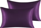 NTBAY 2 Pack Satin Queen Pillowcases for Hair and Skin, Luxurious and Silky Pillow Cases with Envelope Closure, 20x30 Inches, Eggplant Purple