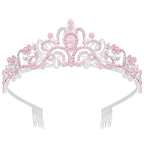 Didder Pink Opal Tiara Crowns for Women Girls, Princess Crown with Combs Tiaras for Women Girls Wedding Crowns for Brides Headband Prom Birthday Gift Halloween Costumes Hair Accessories